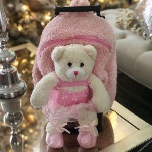 Popatu ballet bear girls trolley rolling backpack.